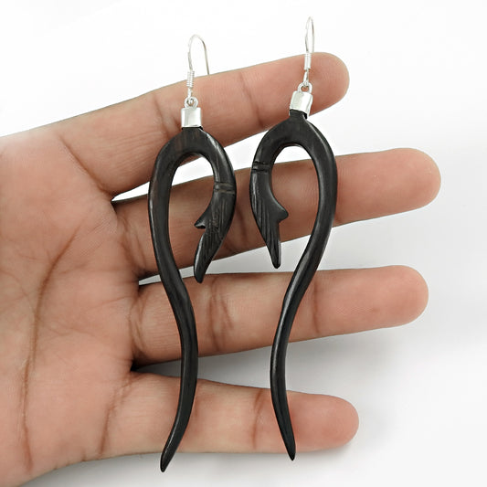 Handmade Mothers Day Gift Jewelry 925 Solid Sterling Silver Wooden Earrings Y1