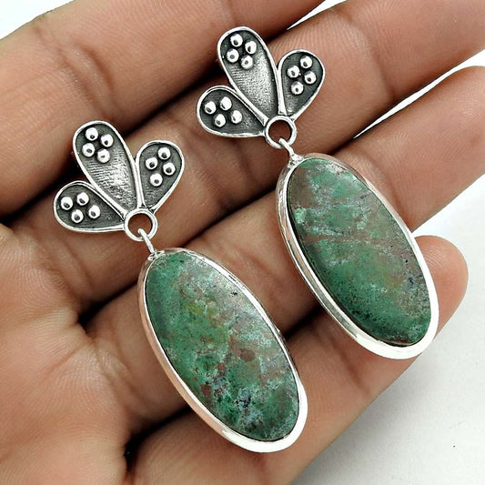 Women Gift Agate Gemstone Earrings 925 Sterling Silver Jewelry YY3