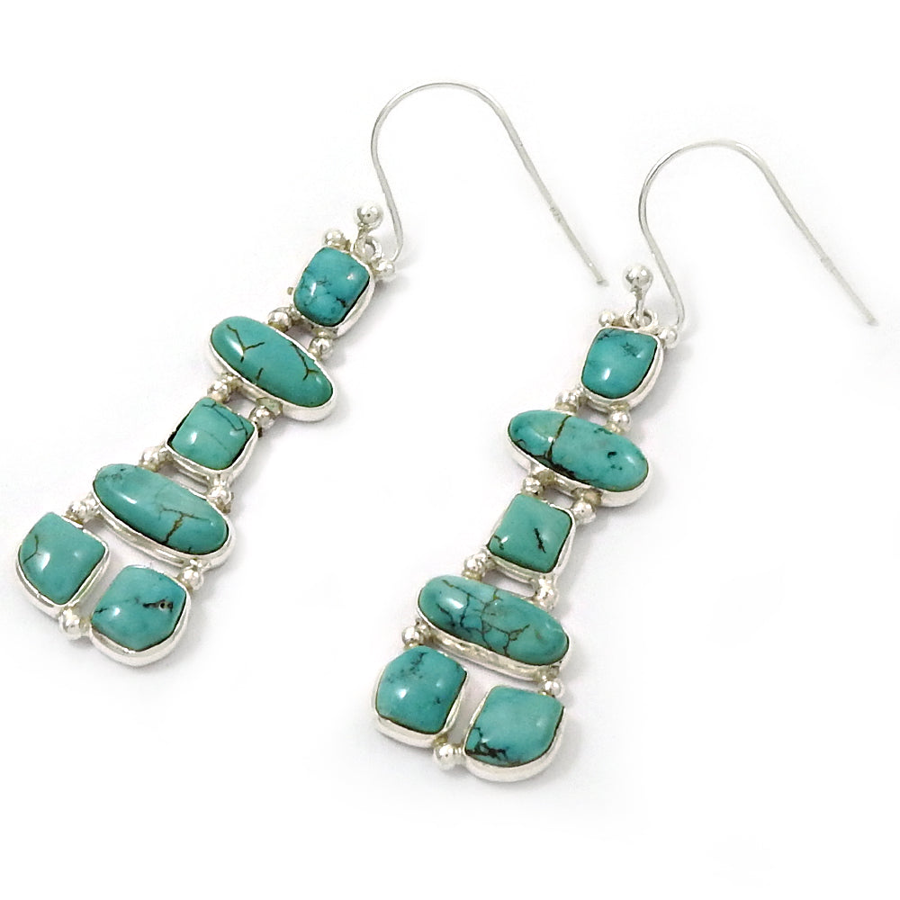 101 Natural Turquoise 925 Silver Drop Dangle Inukshuk Earrings For Women O86