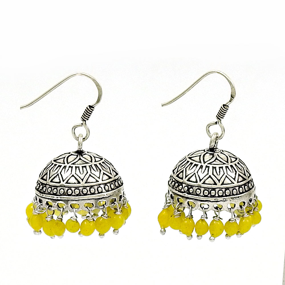 101 Gift For Woman Girl Natural Yellow Onyx Drop Dangle Jhumki Earrings 925 Silver D45