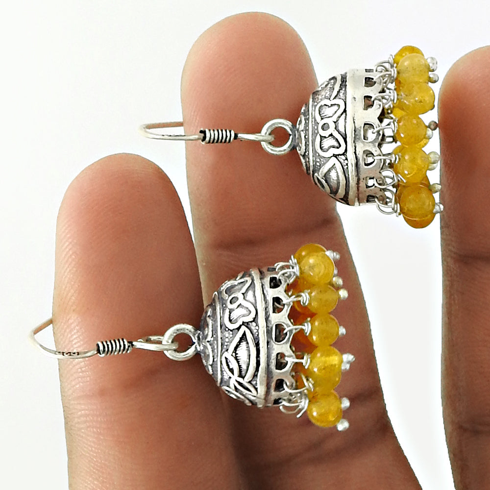 101 Gift For Her 925 Silver Natural Citrine Gemstone Drop Dangle Jhumki Earrings
