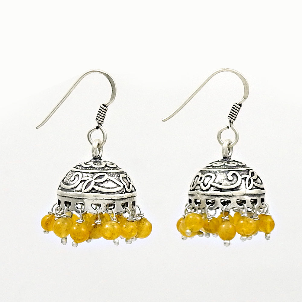 101 Gift For Her 925 Silver Natural Citrine Gemstone Drop Dangle Jhumki Earrings
