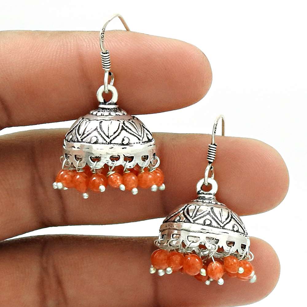 Natural CITRINE Gemstone Jhumki Earring 925 Silver HANDMADE Fine Jewelry AW22