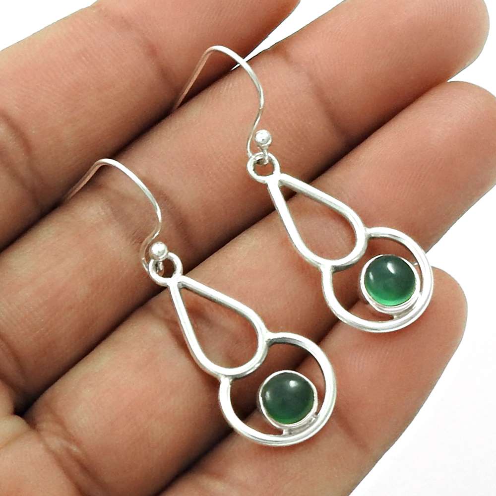 Natural RAINBOW MOONSTONE Gemstone Earring 925 Silver HANDMADE Jewelry AI8