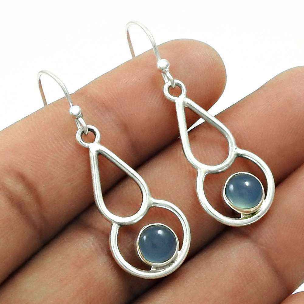 Natural RAINBOW MOONSTONE Gemstone Earring 925 Silver HANDMADE Jewelry AI8