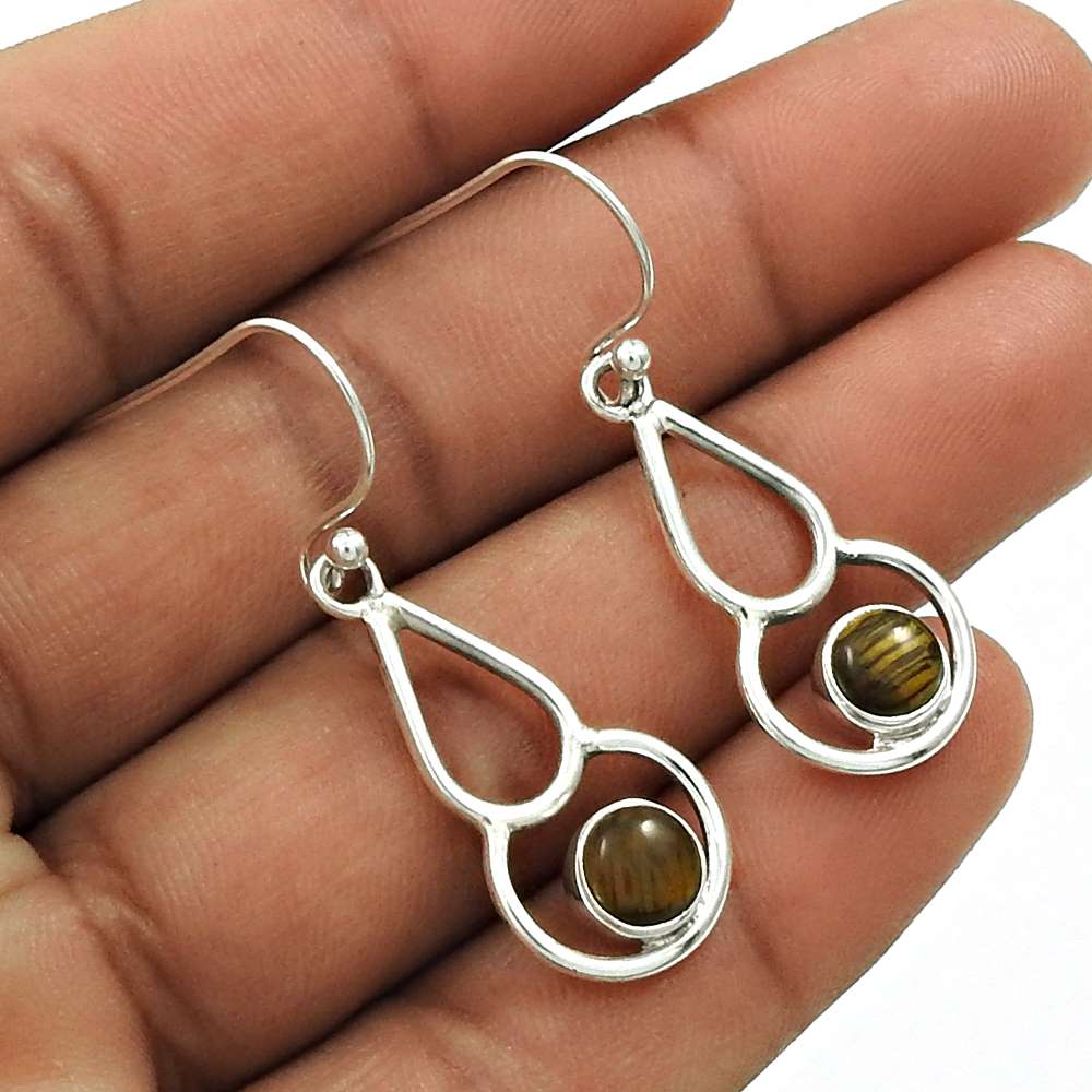 Natural RAINBOW MOONSTONE Gemstone Earring 925 Silver HANDMADE Jewelry AI8