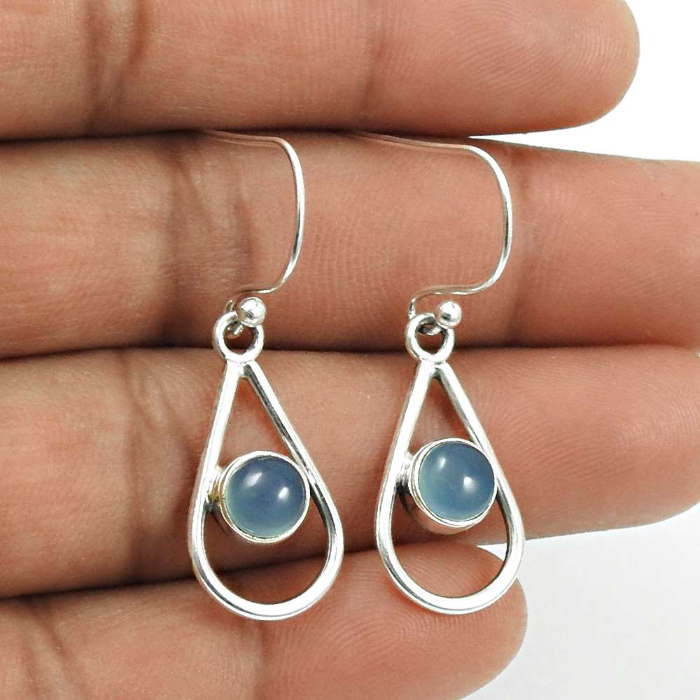 Natural TURQUOISE Gemstone HANDMADE Jewelry 925 Sterling Silver Earring AS2