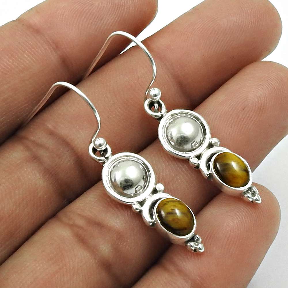 Natural RAINBOW MOONSTONE Gemstone HANDMADE Jewelry 925 Silver Earring AF16