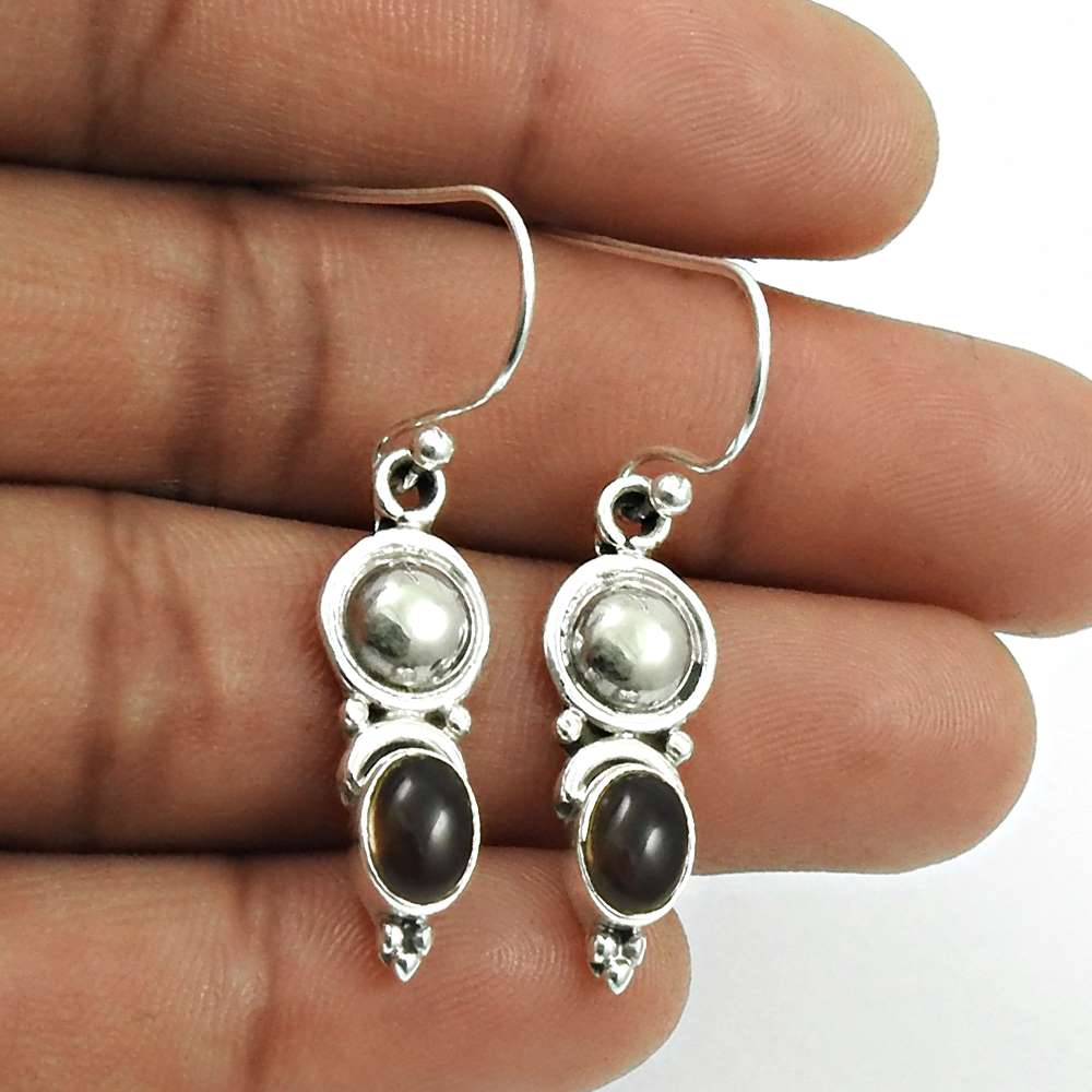 Natural RAINBOW MOONSTONE Gemstone HANDMADE Jewelry 925 Silver Earring AF16