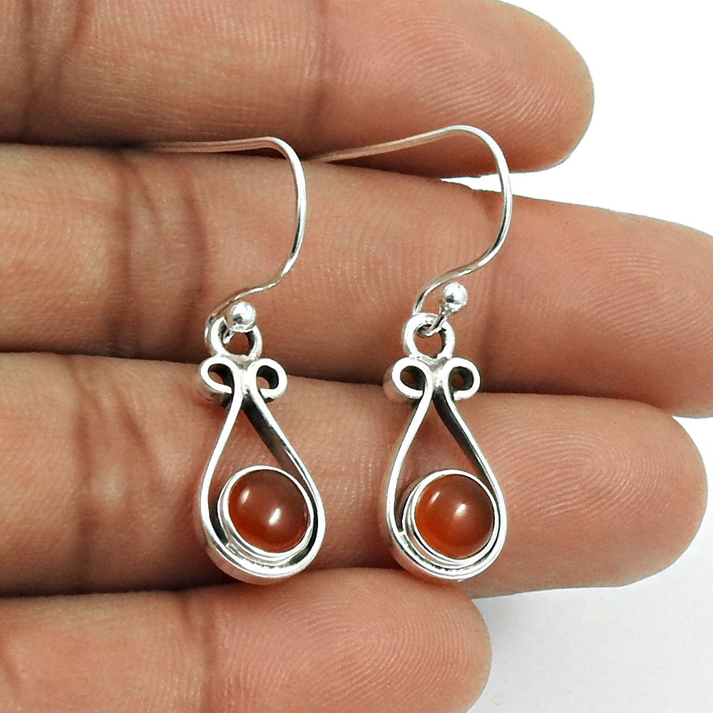 101 Natural Carnelian Gemstone Drop Dangle Boho Earrings 925 Sterling Silver F5