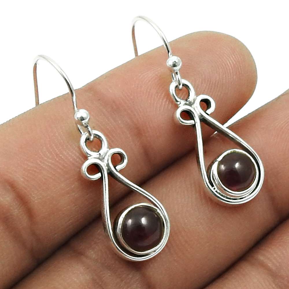 Natural BLACK ONYX Gemstone Earring 925 Silver HANDMADE Fine Jewelry AY11