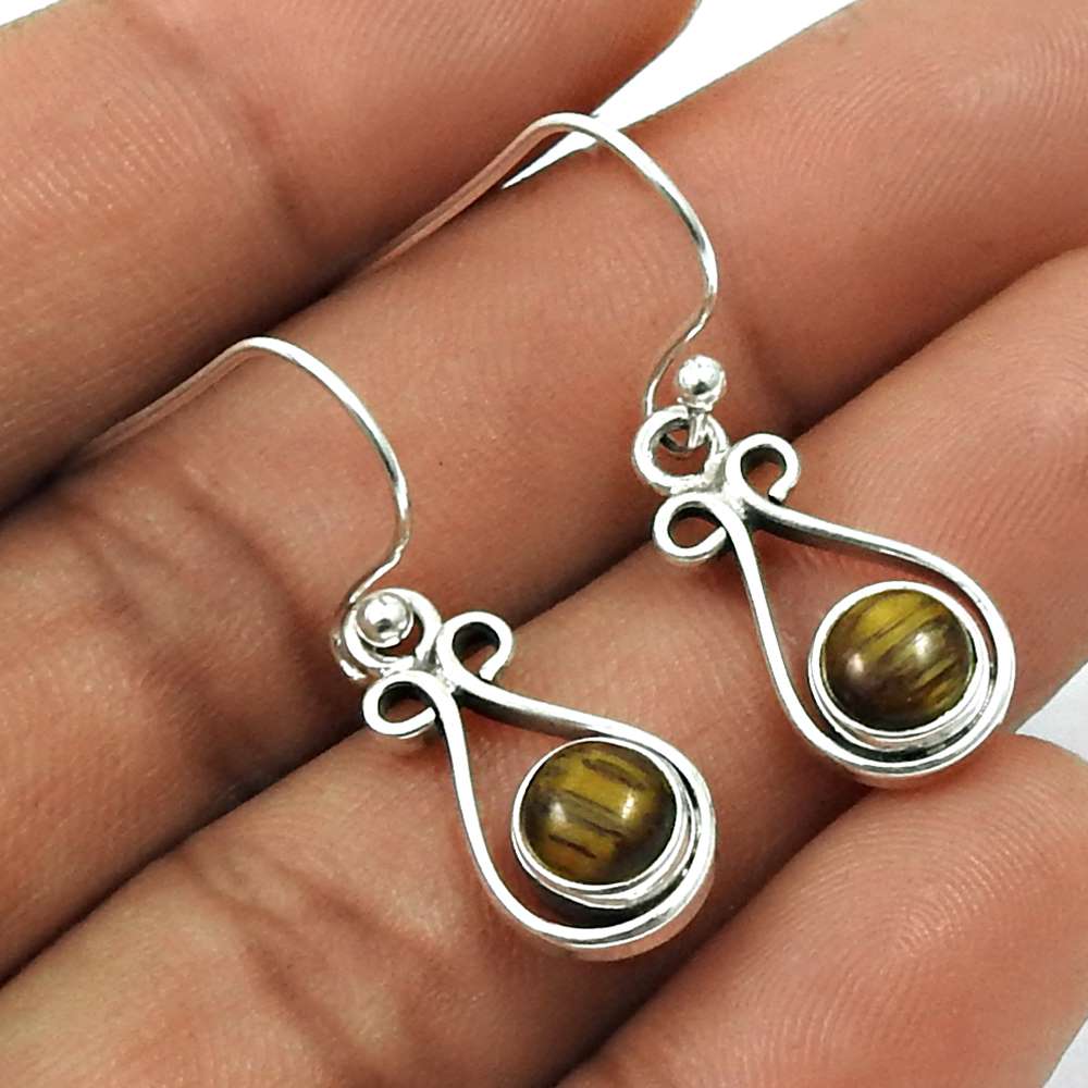 Natural BLACK ONYX Gemstone Earring 925 Silver HANDMADE Fine Jewelry AY11