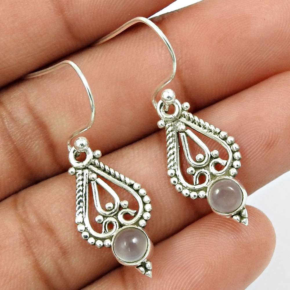 Rainbow Moonstone Gemstone Earring 925 Sterling Silver Ethnic Jewelry W6