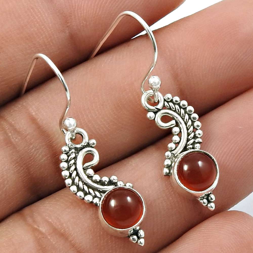 Garnet Gemstone Earring 925 Sterling Silver Vintage Jewelry M14