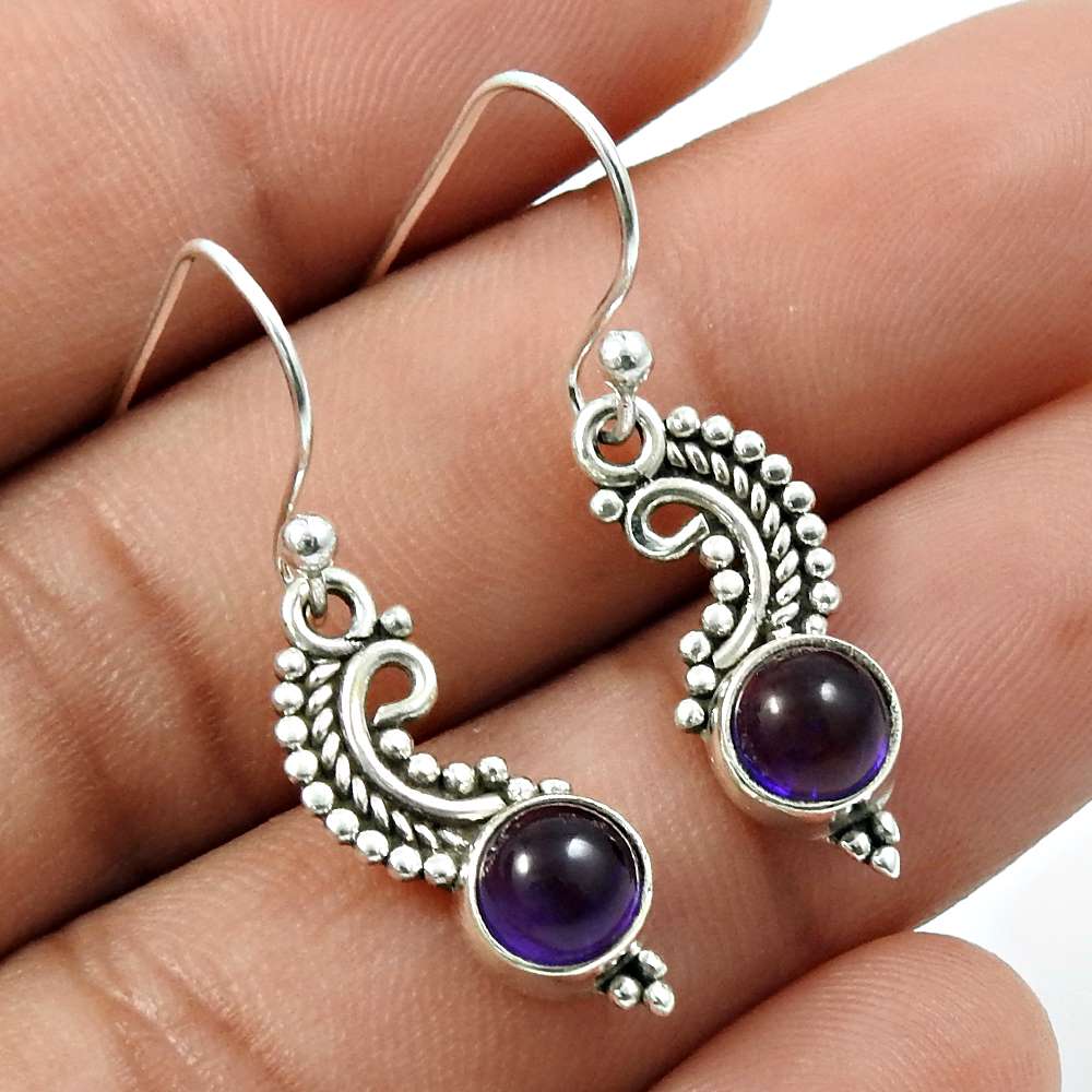 Garnet Gemstone Earring 925 Sterling Silver Vintage Jewelry M14