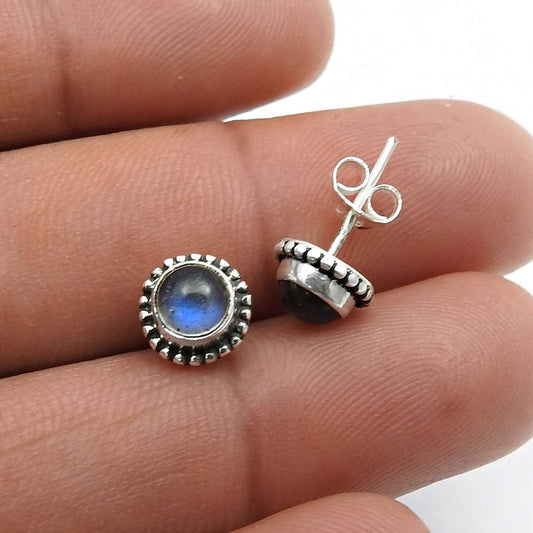 Anniversary Gift 925 Sterling Silver Jewelry Labradorite Gemstone Stud Earrings J27