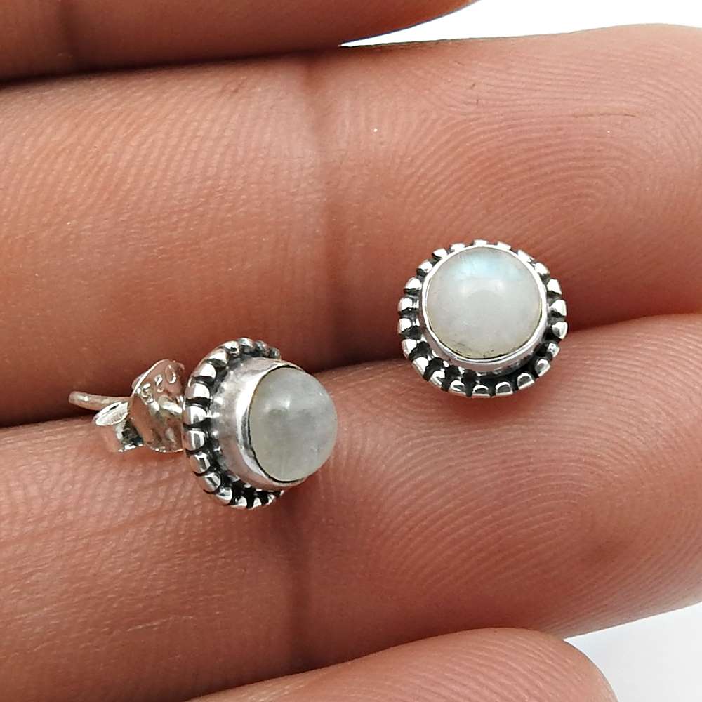 Anniversary Gift 925 Sterling Silver Jewelry Labradorite Gemstone Stud Earrings J27