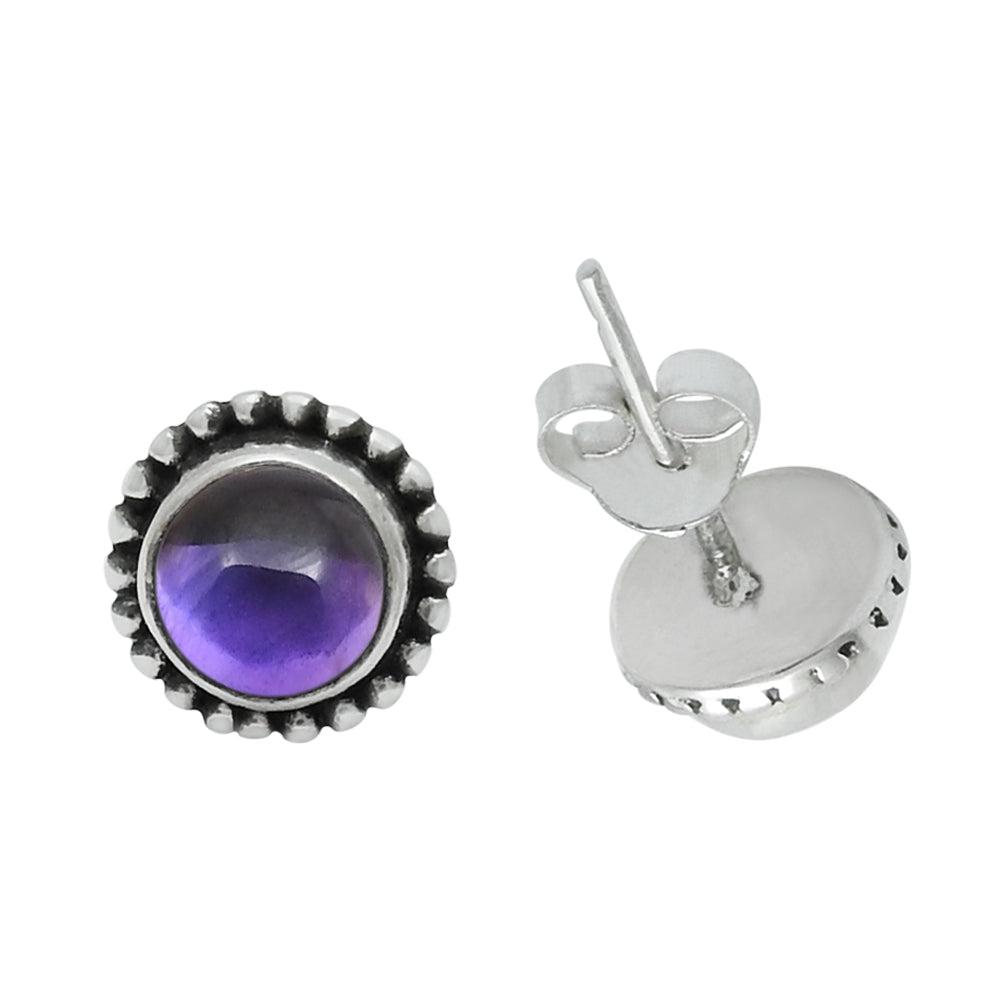101 Gift For Her Natural Amethyst Stone Stud Earrings 925 Sterling Silver Jewelry