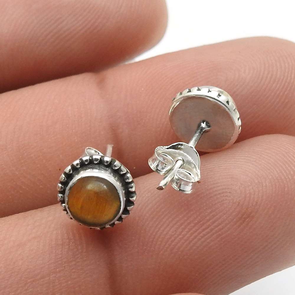 Anniversary Gift 925 Sterling Silver Jewelry Labradorite Gemstone Stud Earrings J27