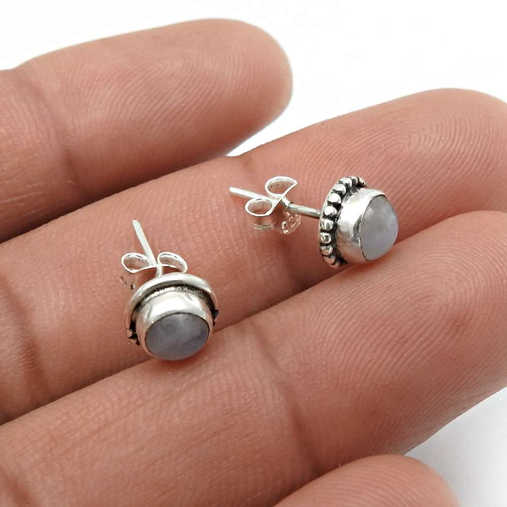 925 Sterling Silver Jewelry Labradorite Gemstone Stud Earrings Q2