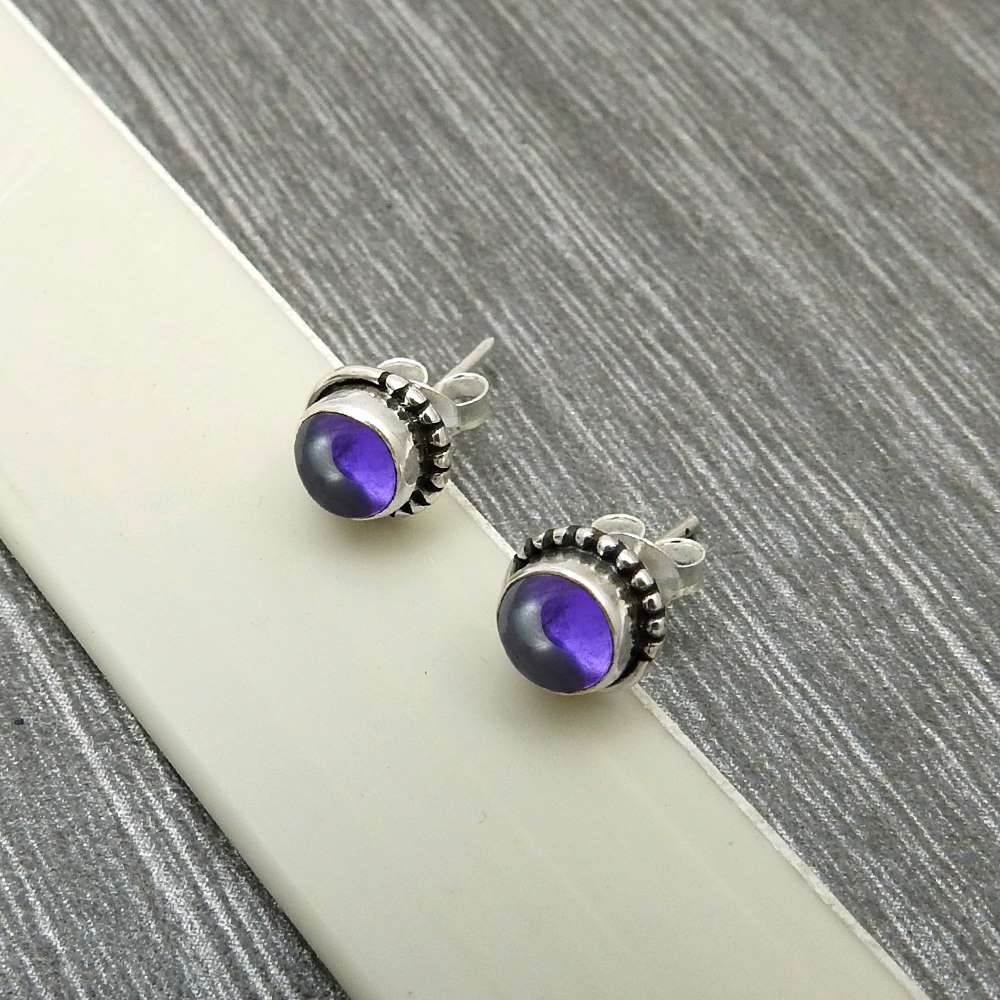 925 Sterling Silver Jewelry Labradorite Gemstone Stud Earrings Q2
