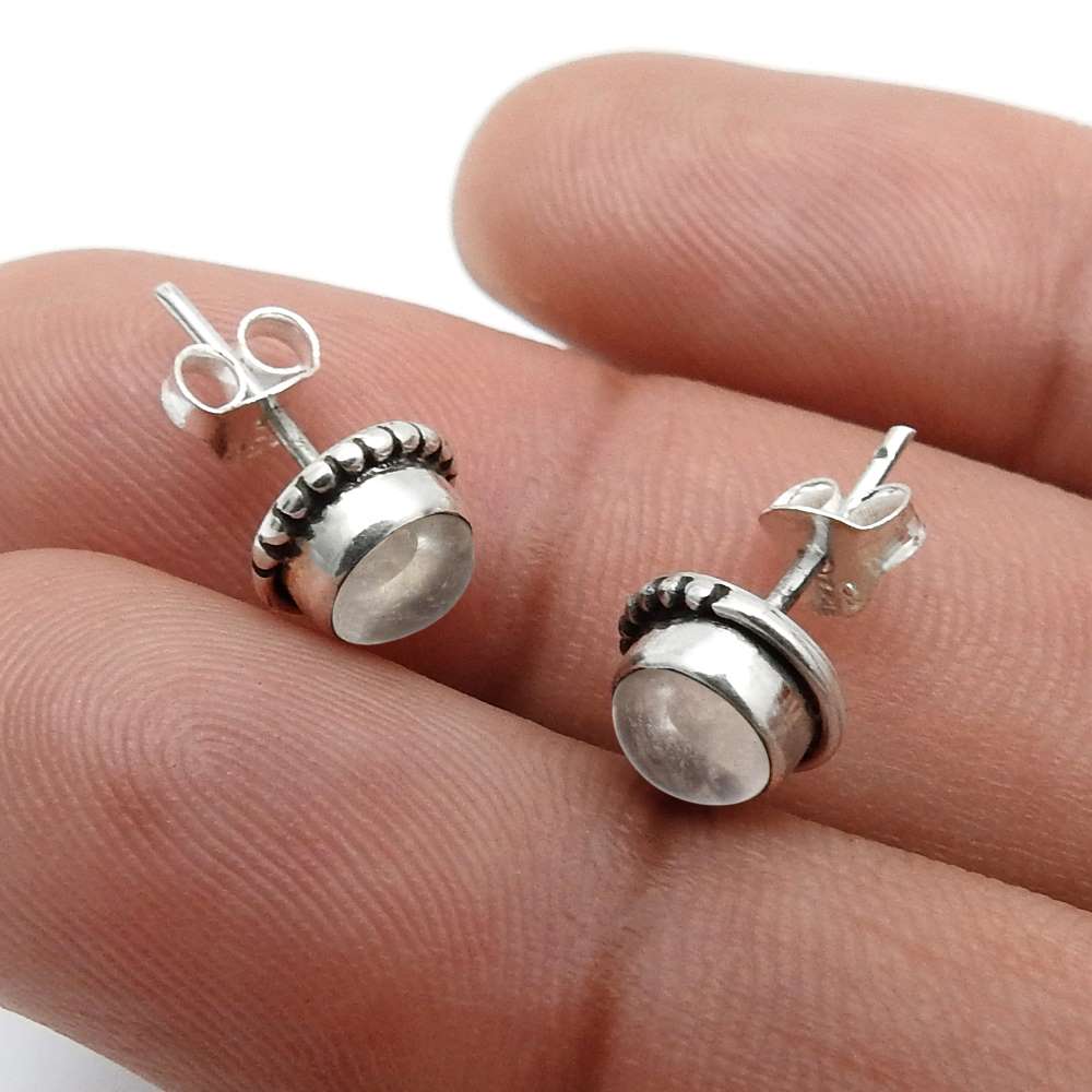 925 Sterling Silver Jewelry Labradorite Gemstone Stud Earrings Q2