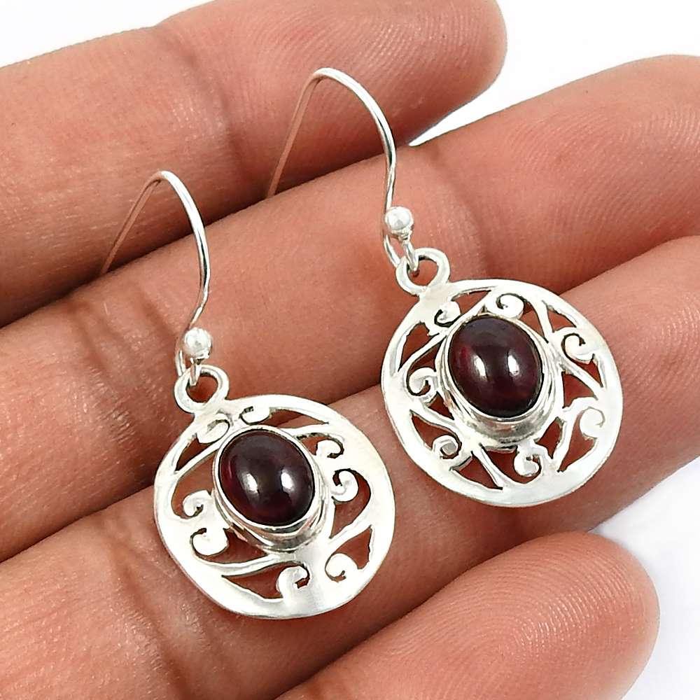 Carnelian Gemstone Earrings 925 Solid Sterling Silver Jewelry O38