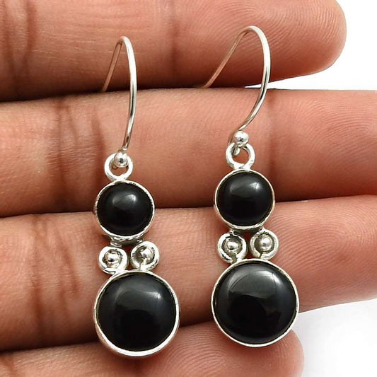 HANDMADE 925 Sterling Silver Jewelry Onyx Gemstone Earrings N6