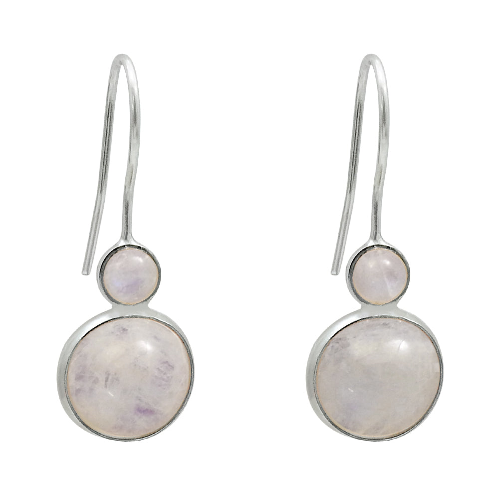 101 Natural Rainbow Moonstone 925 Silver Drop Dangle Vintage Earrings For Women X10