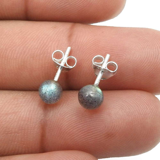 Labradorite Gemstone Stud Earrings 925 Sterling Silver Jewelry R36