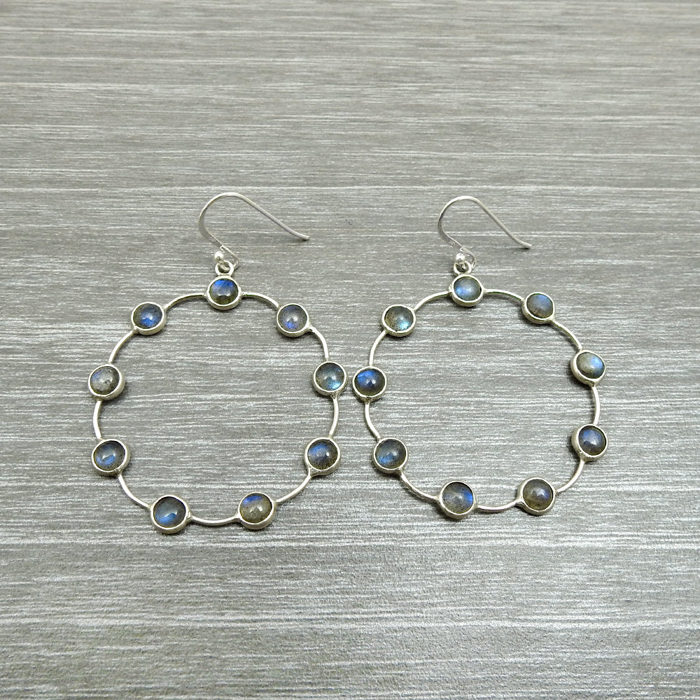 101 Woman Gift Natural Labradorite Drop Dangle Boho Earrings 925 Silver S58