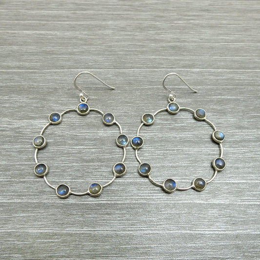 101 Woman Gift Natural Labradorite Drop Dangle Boho Earrings 925 Silver S58
