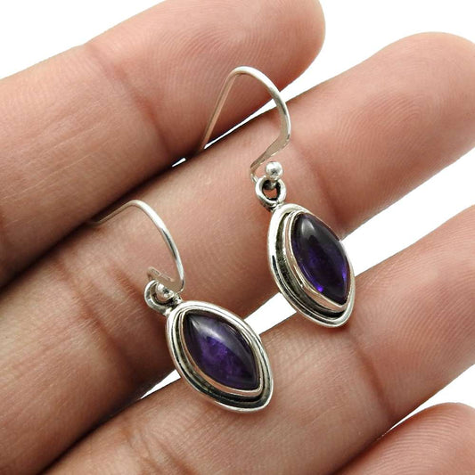 Natural Amethyst Gemstone Earrings 925 Sterling Silver Jewelry A23