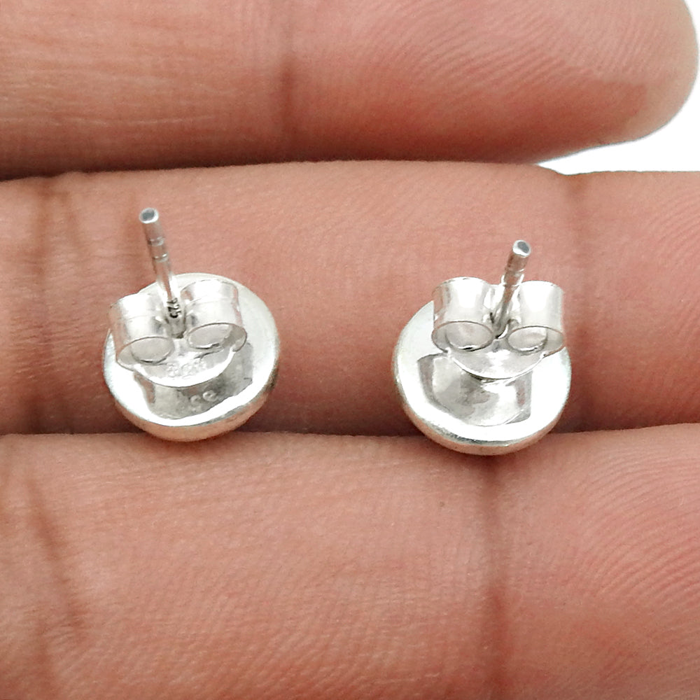 101 Turquoise Stone Mother Stud Post Bezel Handcrafted New Earrings 925 Solid Silver
