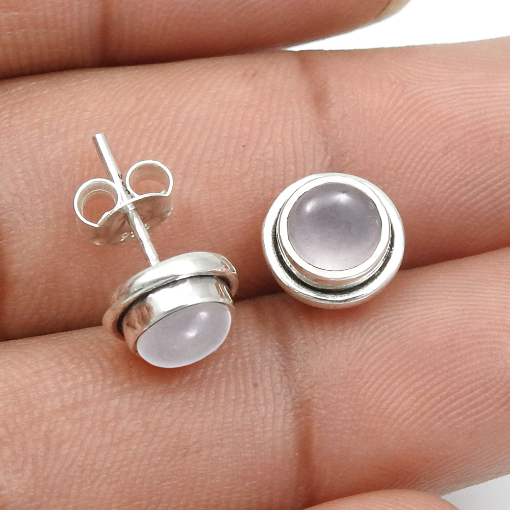 Sterling Silver Natural Rose Quartz Stud Post Anniversary Sisters Gift Earrings