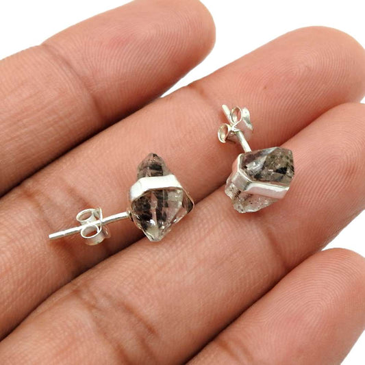 Herkimer Diamond Stud Earrings 925 Sterling Silver Woman Gift Ethnic Jewelry O40