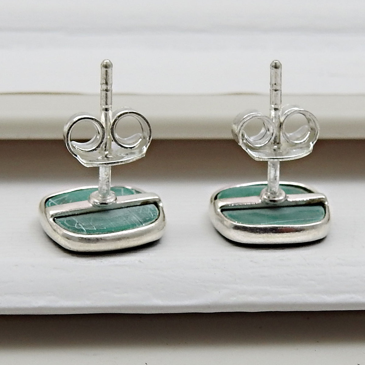 101 8mm Square Malachite Gemstone 925 Silver Stud Earrings Women Jewelry
