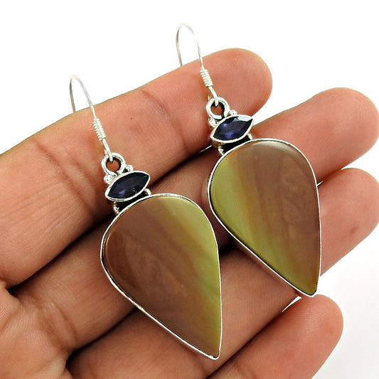 Natural Imperial Jasper Drop/Dangle Bohemian Earrings 925 Silver I15