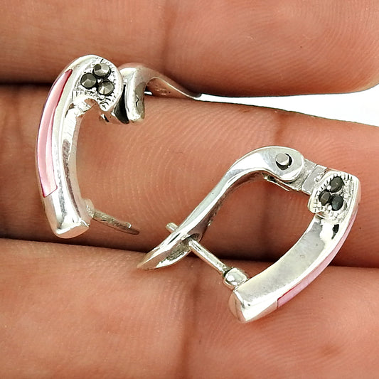 Mothers Day Gift Vintage Earrings 925 Silver Natural Opal Gemstone S4