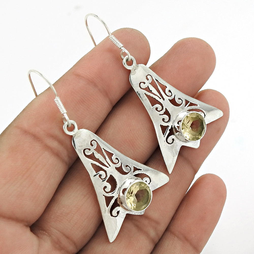 Wedding Gift For Her 925 Silver Natural Citrine Drop/Dangle Boho Earrings M16