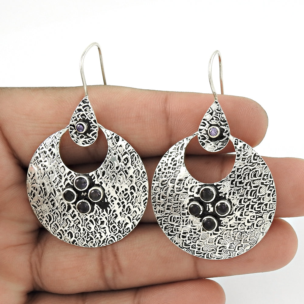 Mothers Day Gift Natural Amethyst Earrings 925 Sterling Silver I6