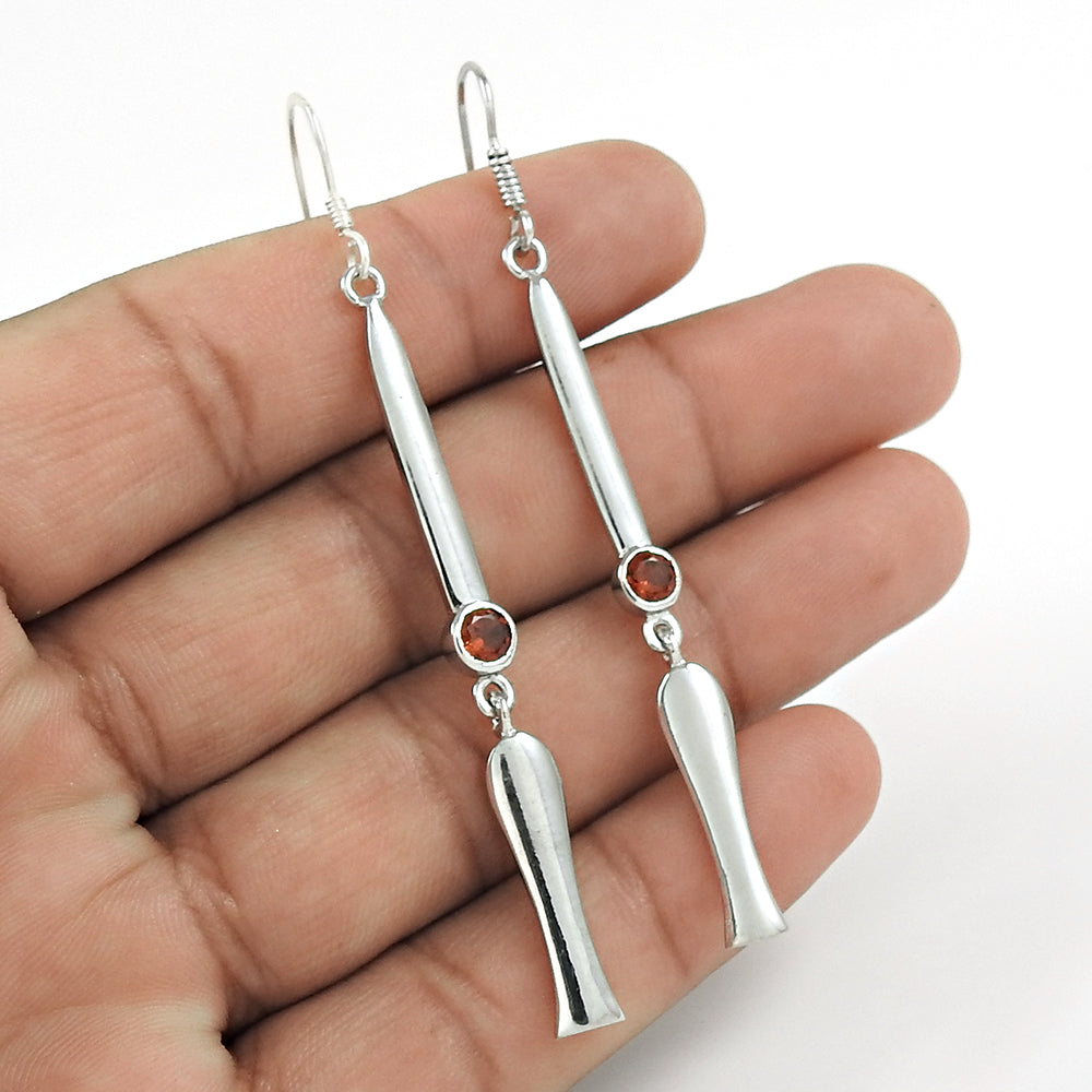 Natural Garnet Gemstone Earrings 925 Sterling Silver Mothers Day Gift G7
