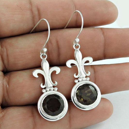 Beautiful 925 Sterling Silver Smoky Quartz Gemstone Earrings Großhandel