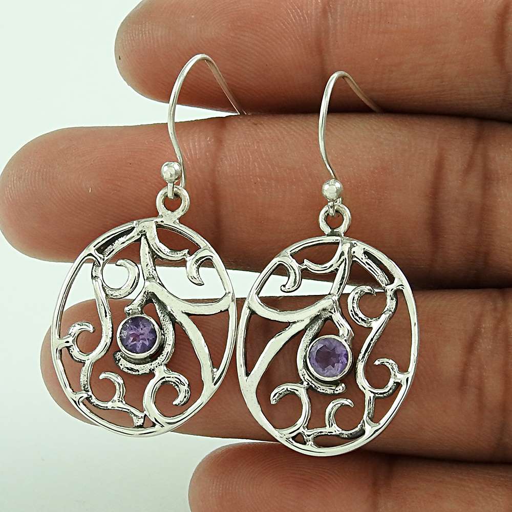 Stunning Natural Rich Amethyst 925 Sterling Silver Earrings Wholesaler