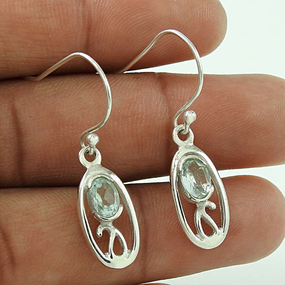 Blue Topaz 925 Sterling Silver Earrings Wholesale