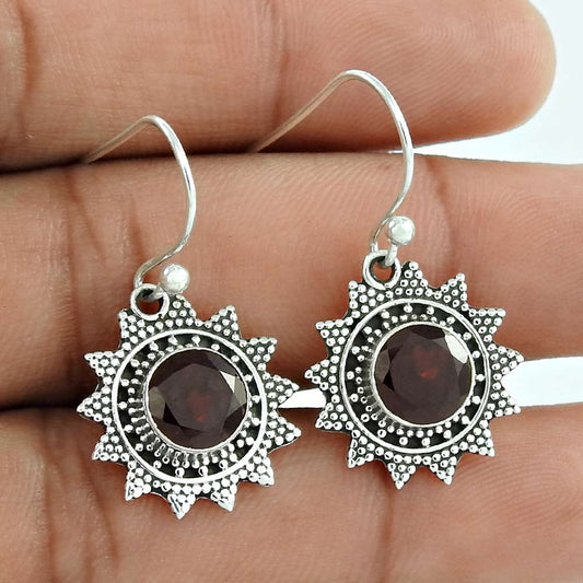 Stylish Design Garnet 925 Sterling Silver Earrings Wholesale Price