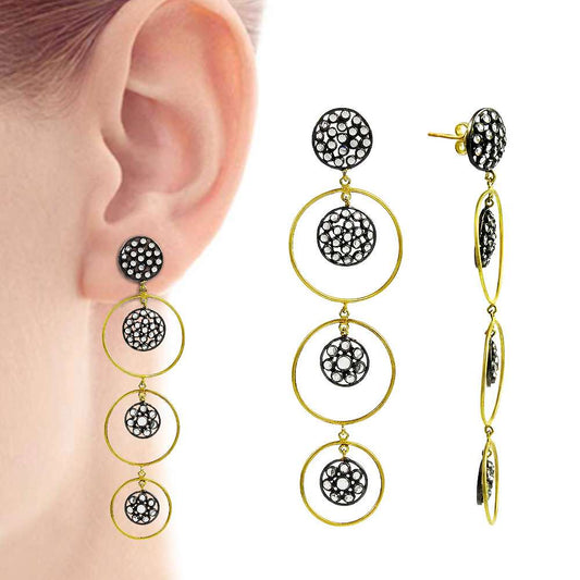 Gold Plated 925 Sterling Silver White CZ Earrings Handmade Jewelry