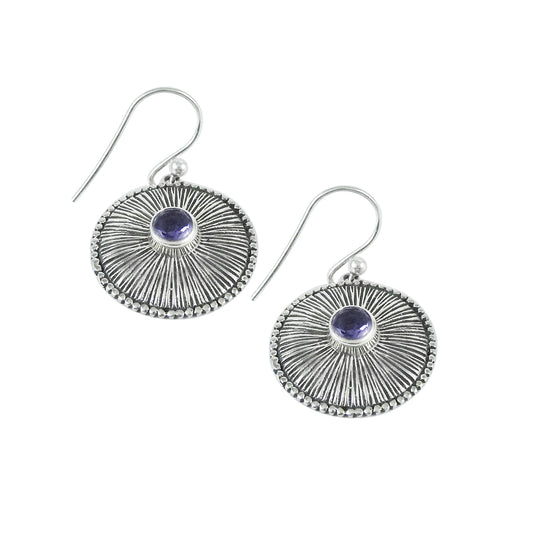 Natural Amethyst Gemstone 925 Silver Drop/Dangle Ethnic Earrings For Girls Q2