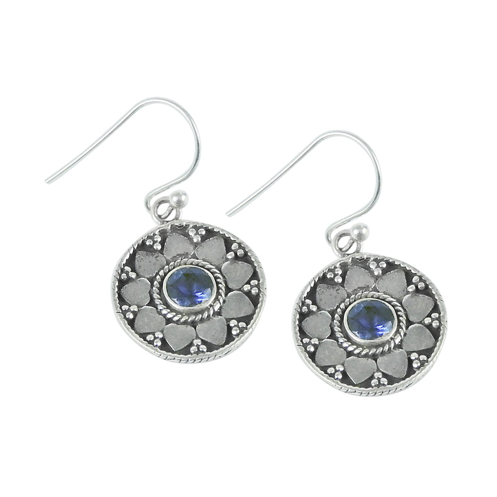 Natural Iolite Gemstone 925 Silver Drop/Dangle Vintage Earrings For Girls L20