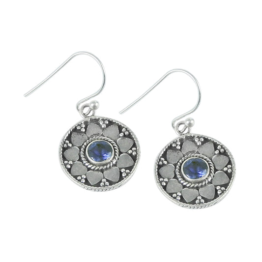 Natural Iolite Gemstone 925 Silver Drop/Dangle Vintage Earrings For Girls L20